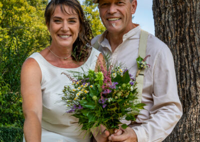 photo mariage couple bouquet