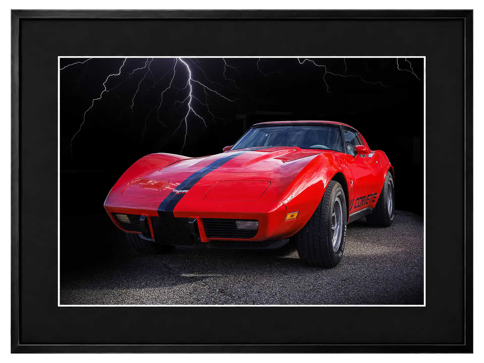 photo studio d'une corvette rouge patrice cauleur